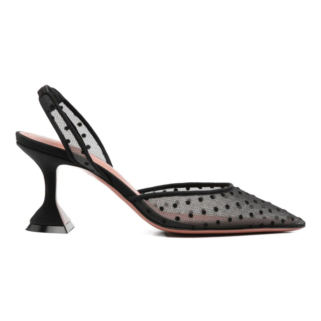 Ladies' Polka Dot Mesh Slingback Pumps