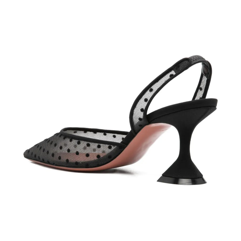 Ladies' Polka Dot Mesh Slingback Pumps