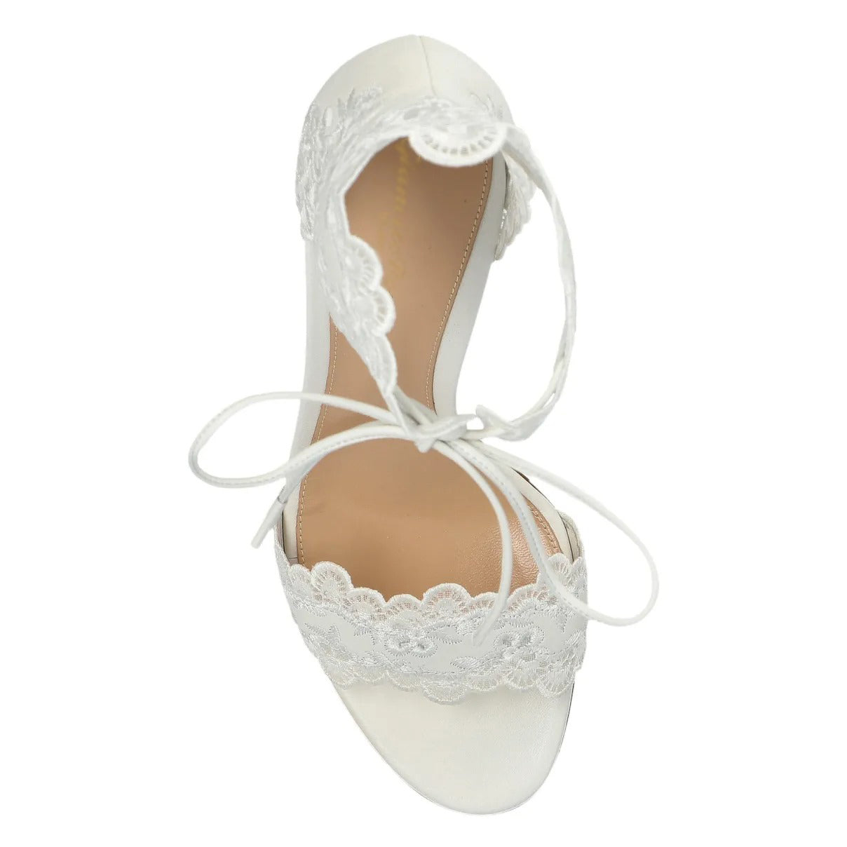 Ladies' White Lace Ankle Tie Stiletto Heel Sandals