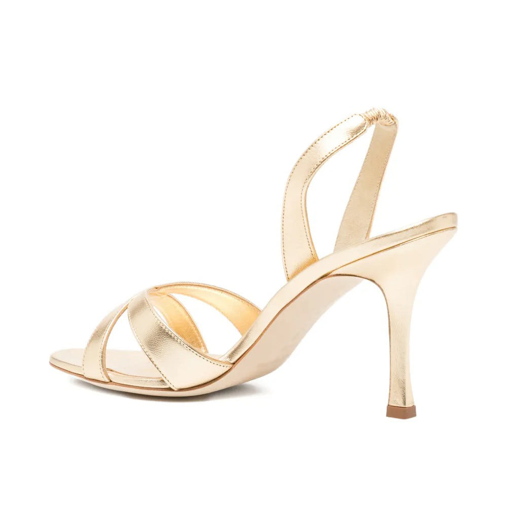 Ladies' Metallic Crisscross Slingback Stiletto Sandals