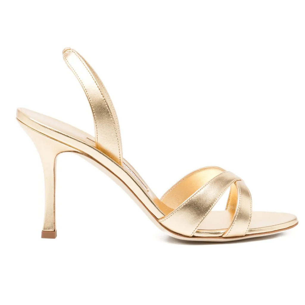 Ladies' Metallic Crisscross Slingback Stiletto Sandals