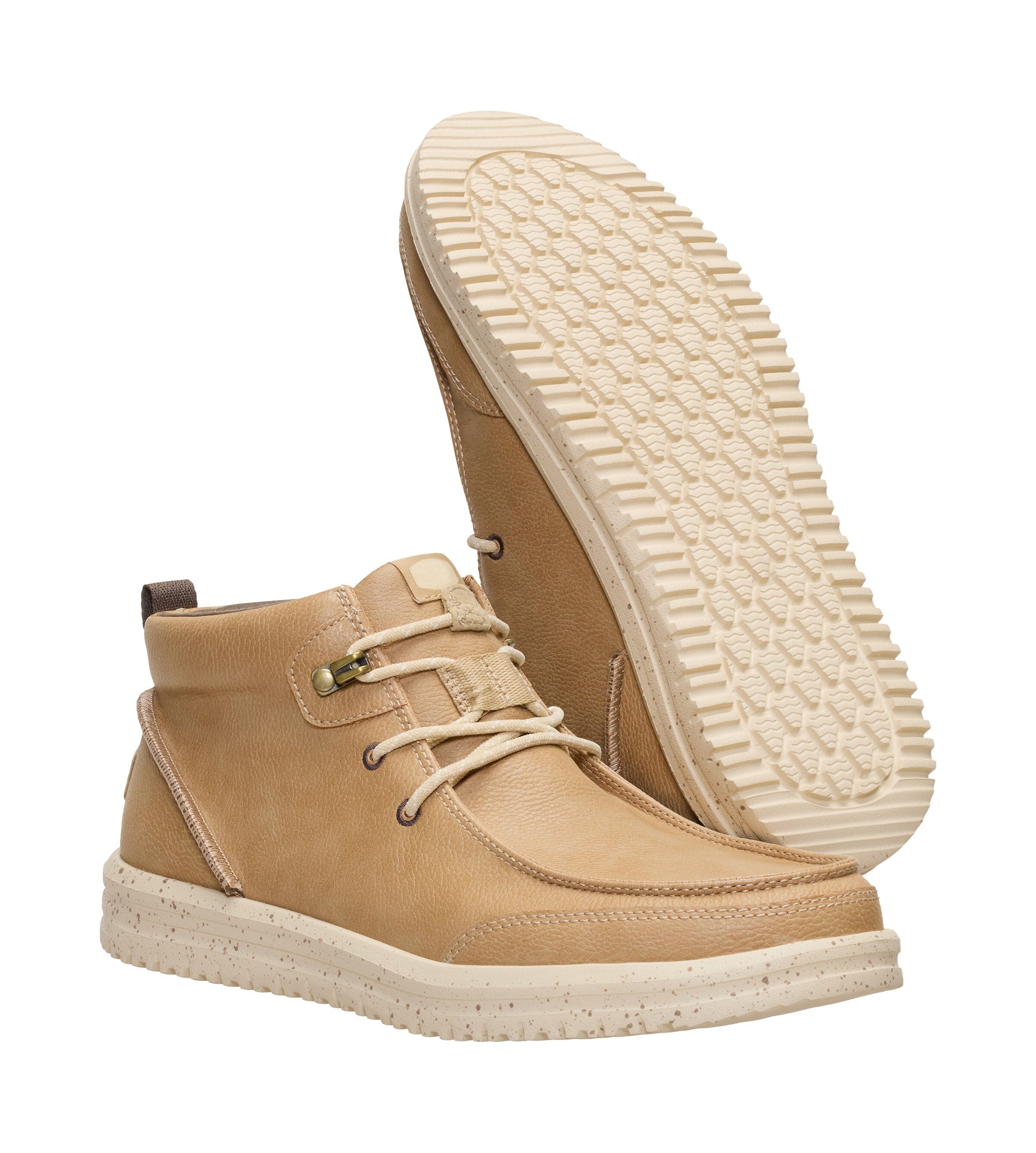 Beige Pebbled Moc-Toe Chukka Boots｜Lightweight