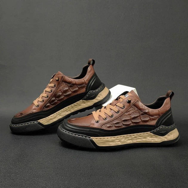 Men's Embossed Crocodile Leather Sneakers