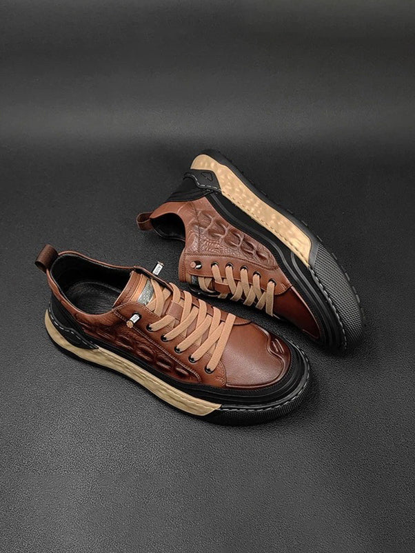 Men's Embossed Crocodile Leather Sneakers