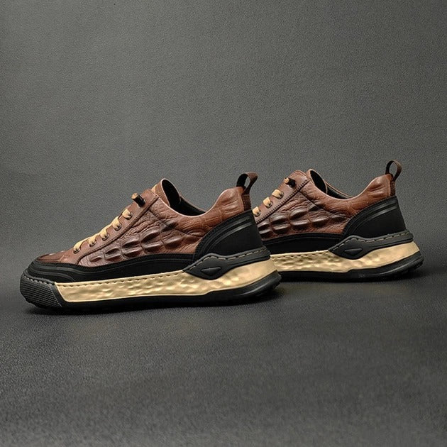 Men's Embossed Crocodile Leather Sneakers
