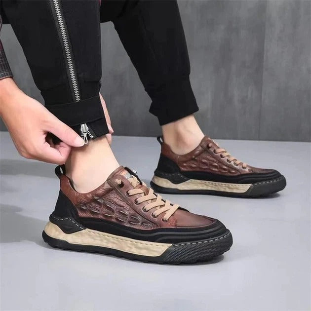 Men's Embossed Crocodile Leather Sneakers