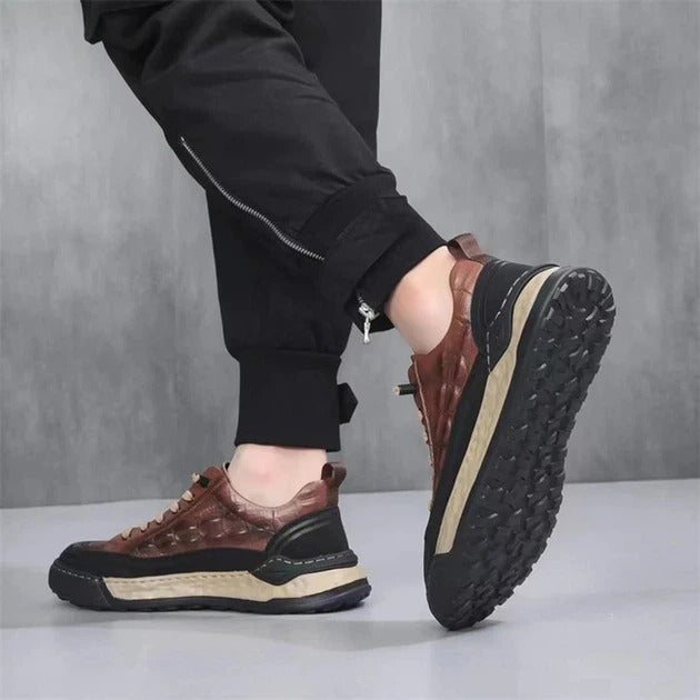 Men's Embossed Crocodile Leather Sneakers