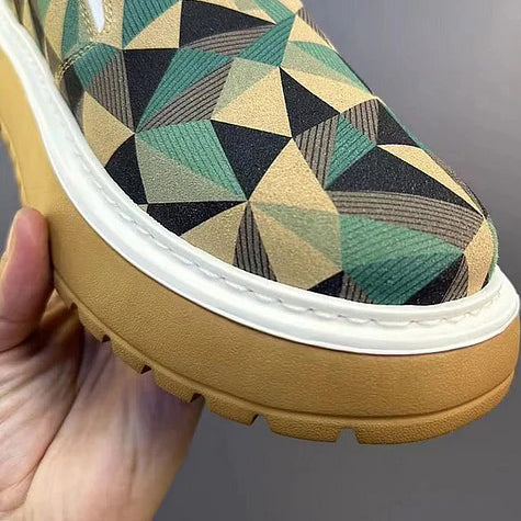 Men's Geometric Print Slip-On Platform Shoes