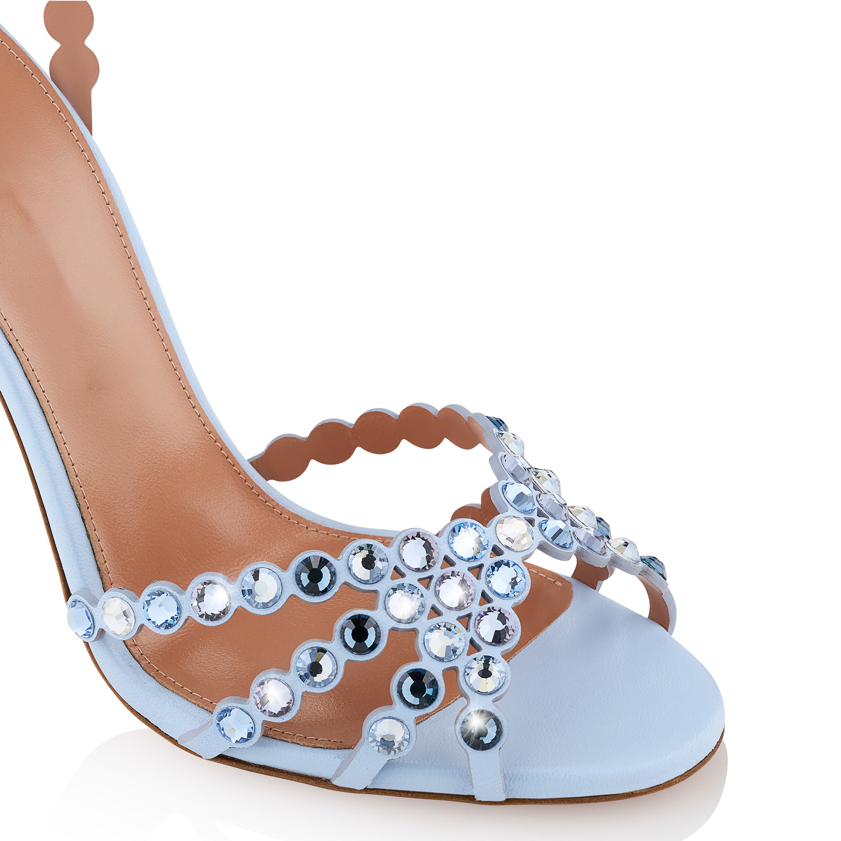 Ladies' Sky Blue Crystal Ankle-Strap Stiletto Sandals