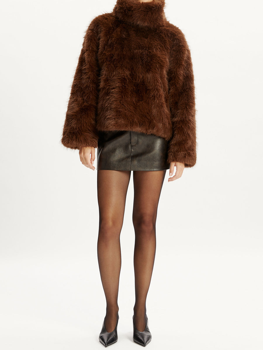 Faux Fur Cropped Pullover Jacket