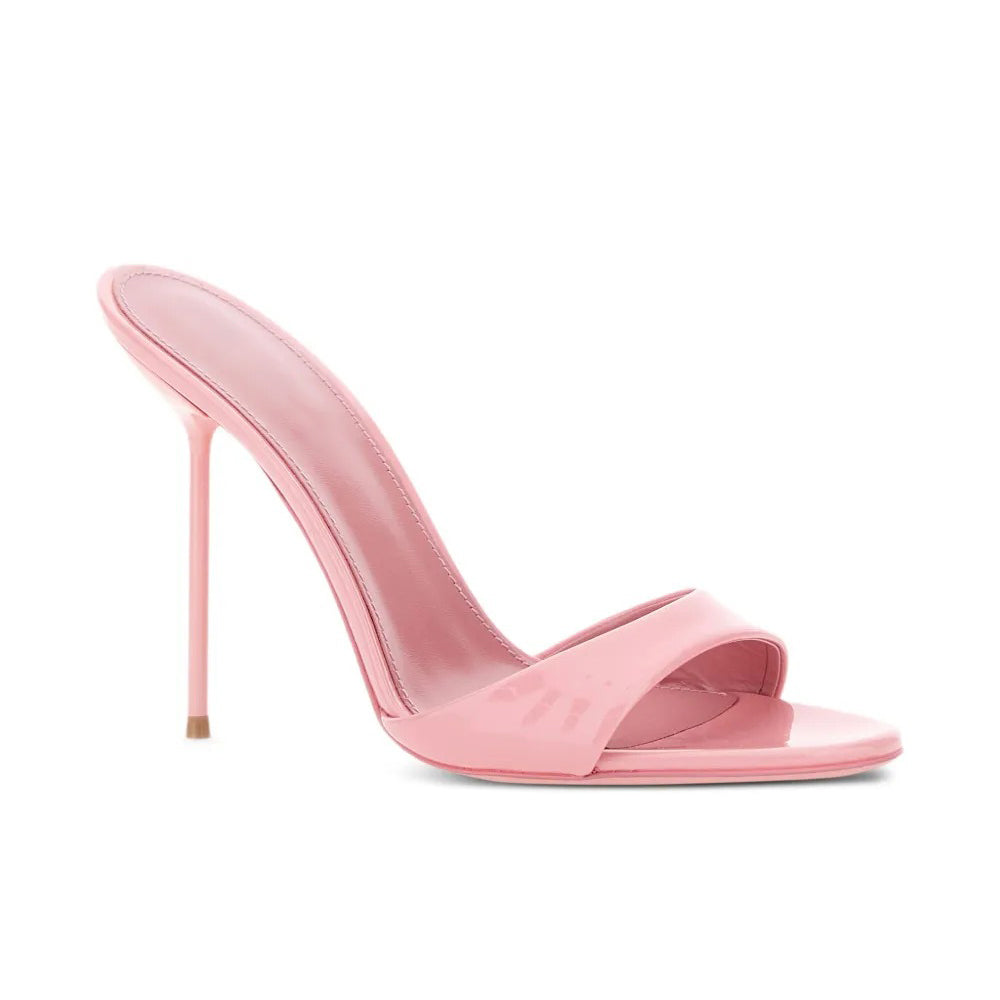 Ladies' Patent Leather Open-Toe Stiletto Mules