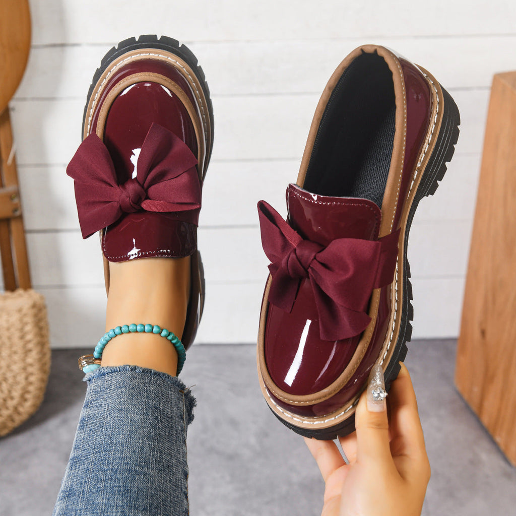 Ladies' Patent Bow Chunky Loafers