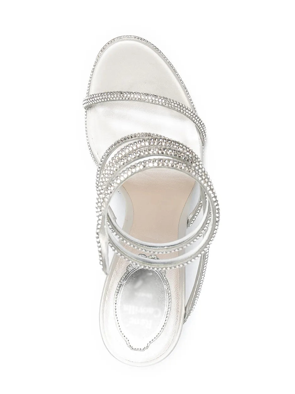 Snake Wrap Full Rhinestone Ankle Strap Stiletto Sandals