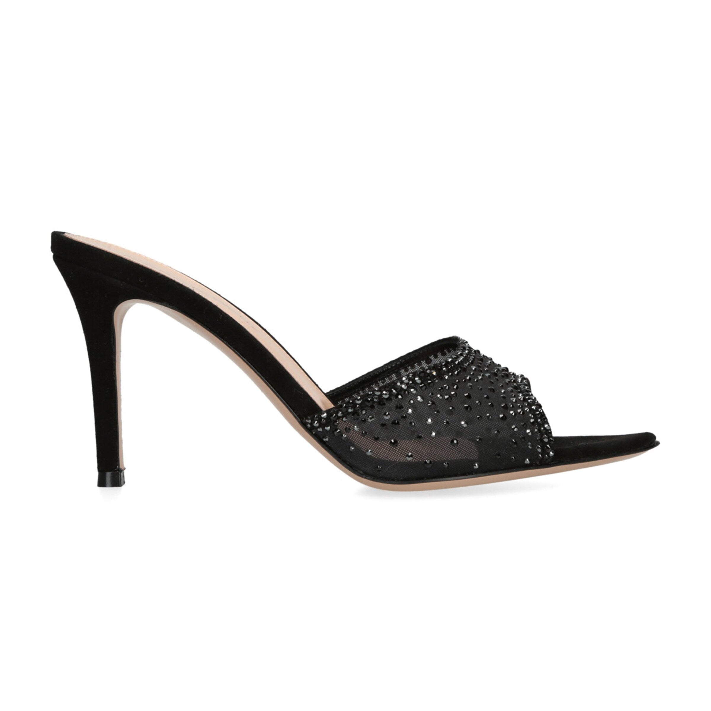 Ladies' Rhinestone Mesh Peep-Toe Mules