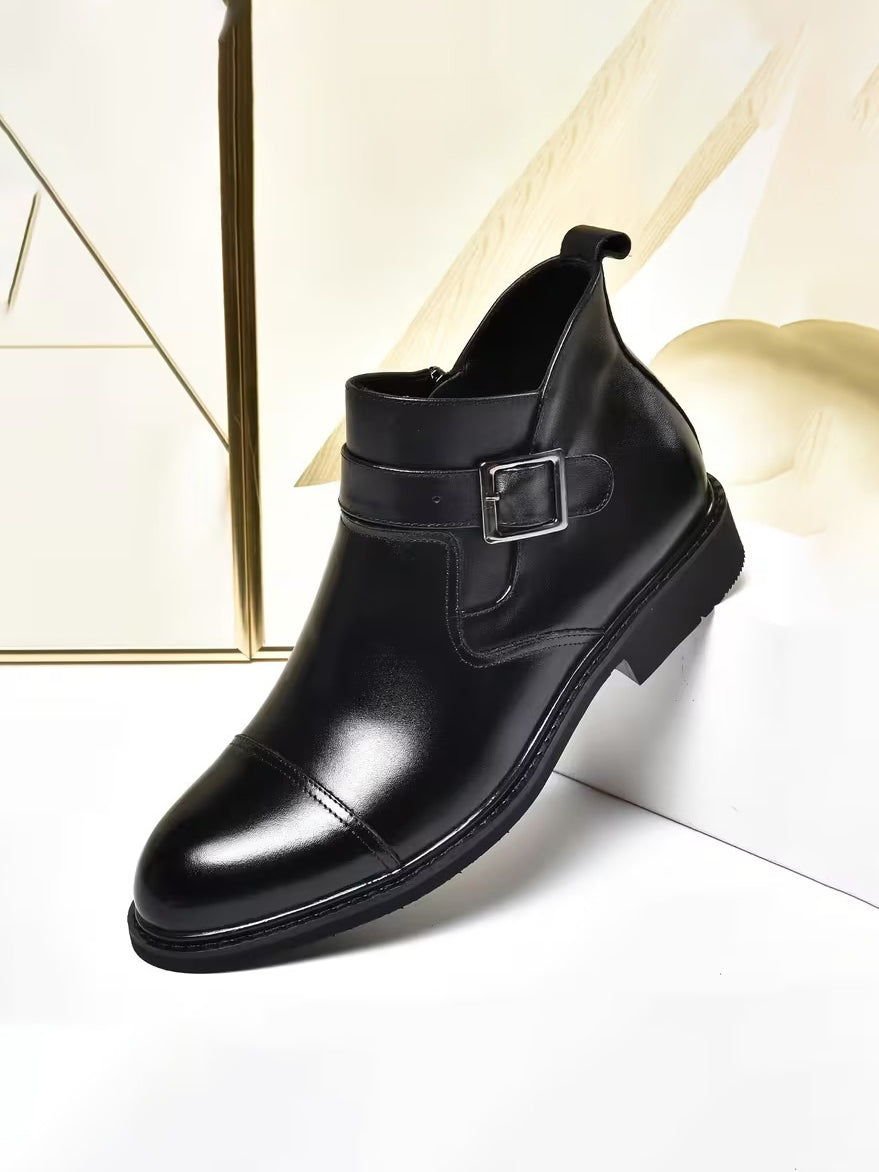 Hybrid Formal-Casual Buckle Boots