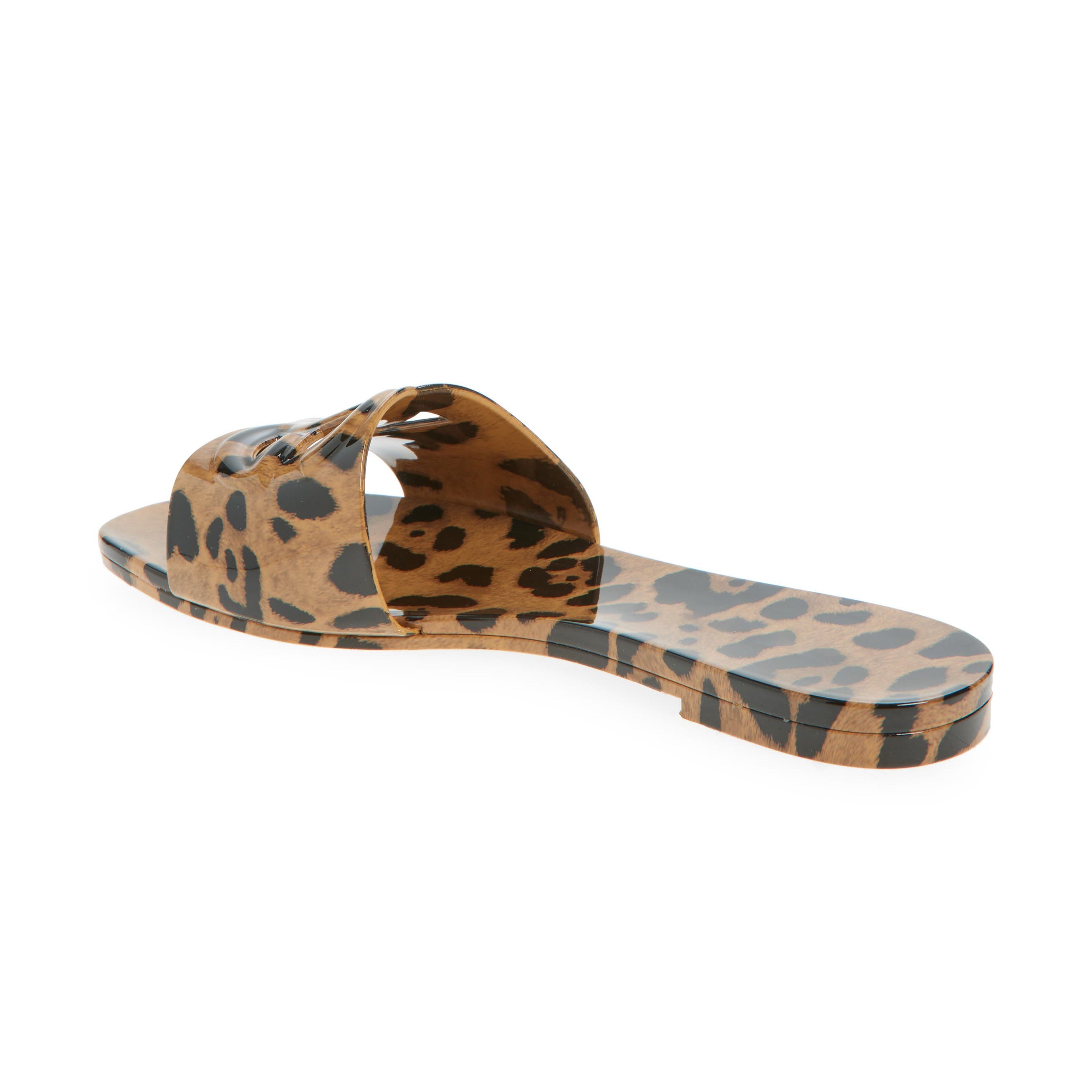 Ladies' Glossy Leopard Print Casual Pool Slides