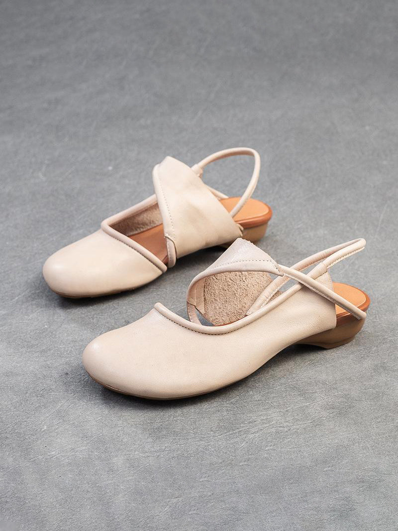 Ladies Soft Leather Slingback Mary Jane Flats
