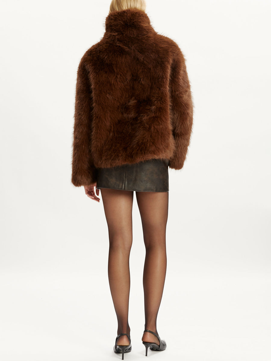 Faux Fur Cropped Pullover Jacket