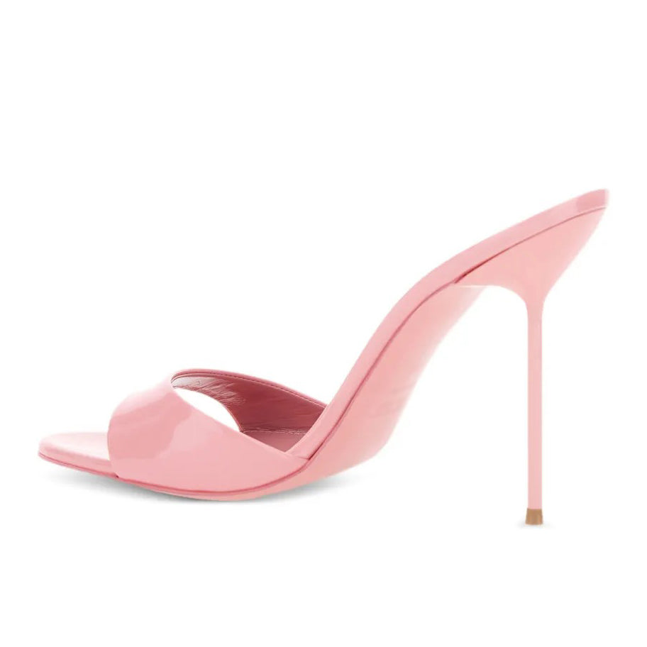 Ladies' Patent Leather Open-Toe Stiletto Mules