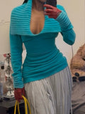 Deep V Neck Patchwork Knitted Sweater