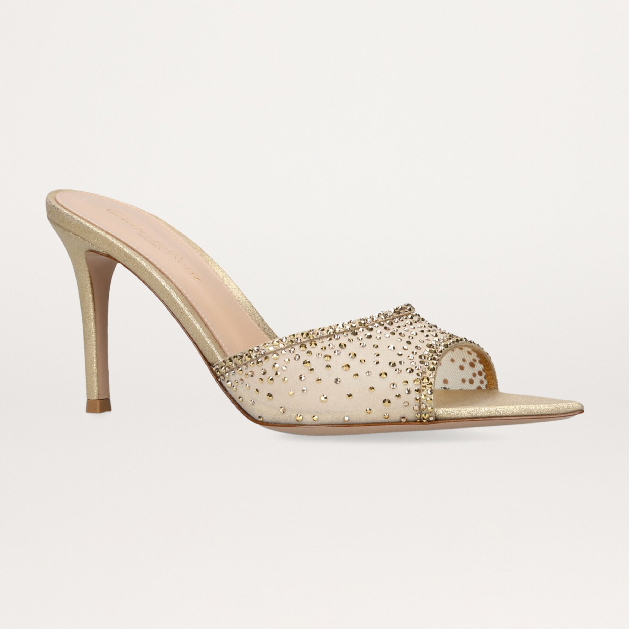 Ladies' Rhinestone Mesh Peep-Toe Mules