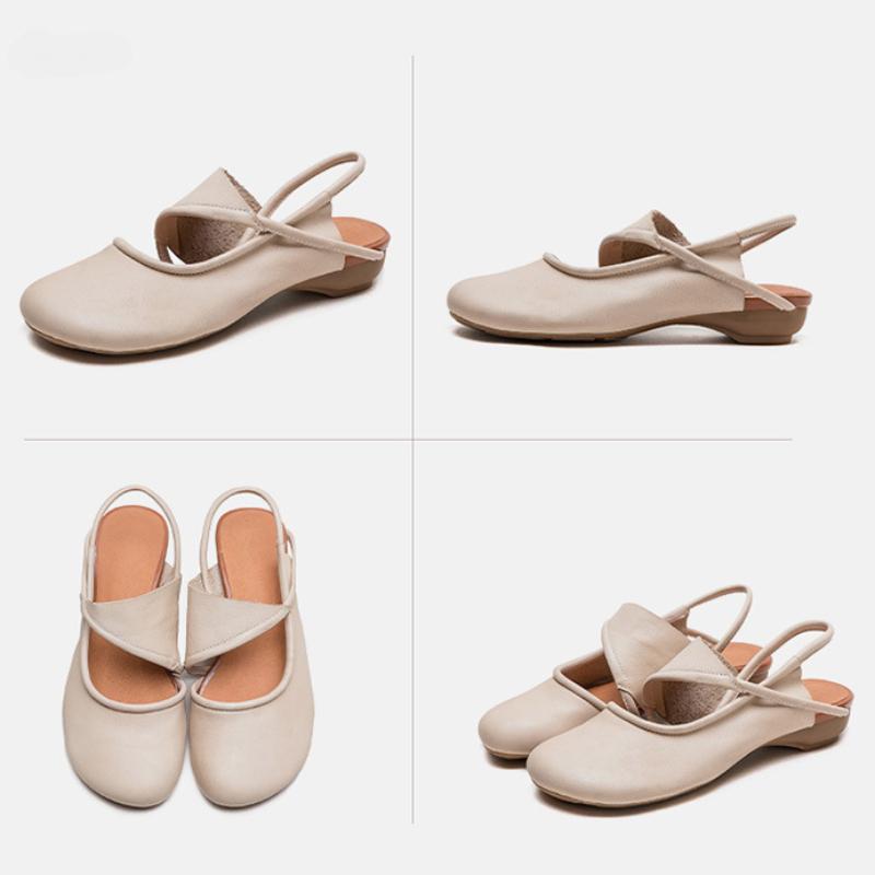 Ladies Soft Leather Slingback Mary Jane Flats