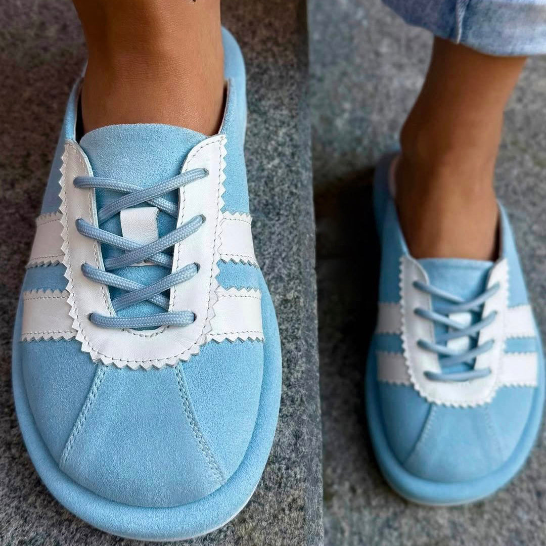 Ladies' Suede Lace-Up Mule Platform Sneakers