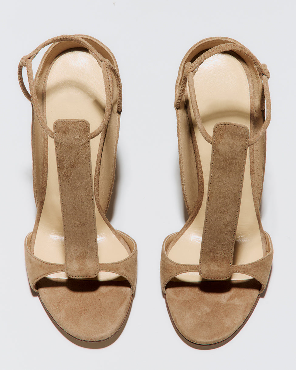 Women's Suede T-Strap Stiletto Sandals