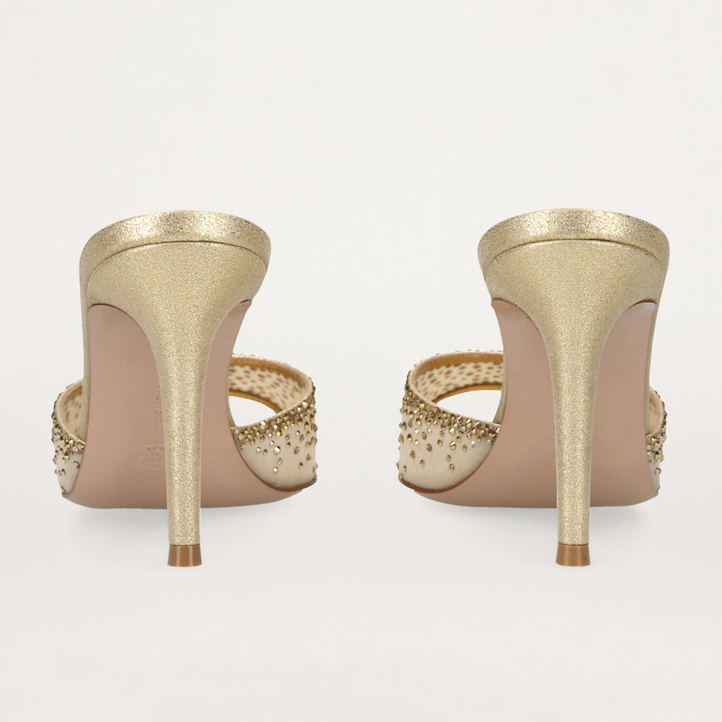 Ladies' Rhinestone Mesh Peep-Toe Mules