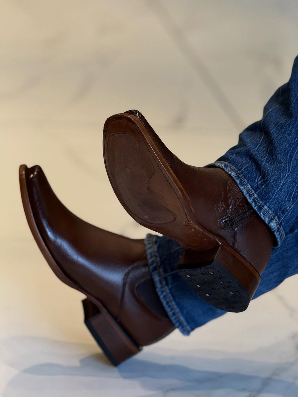 Squared-Toe Leather Chelsea Boots