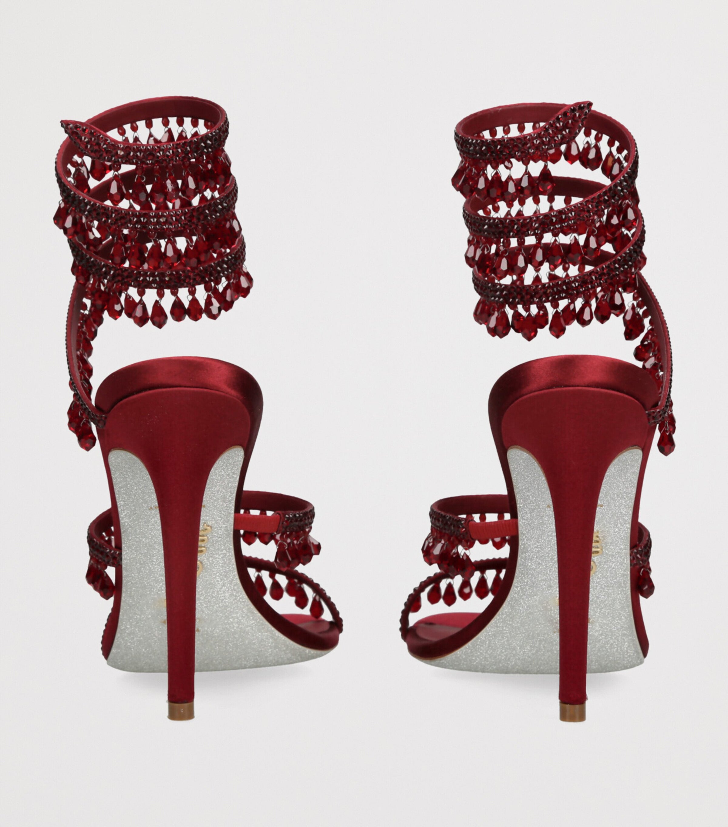 Ladies' Crystal Fringe Spiral Wrap Stiletto Sandals