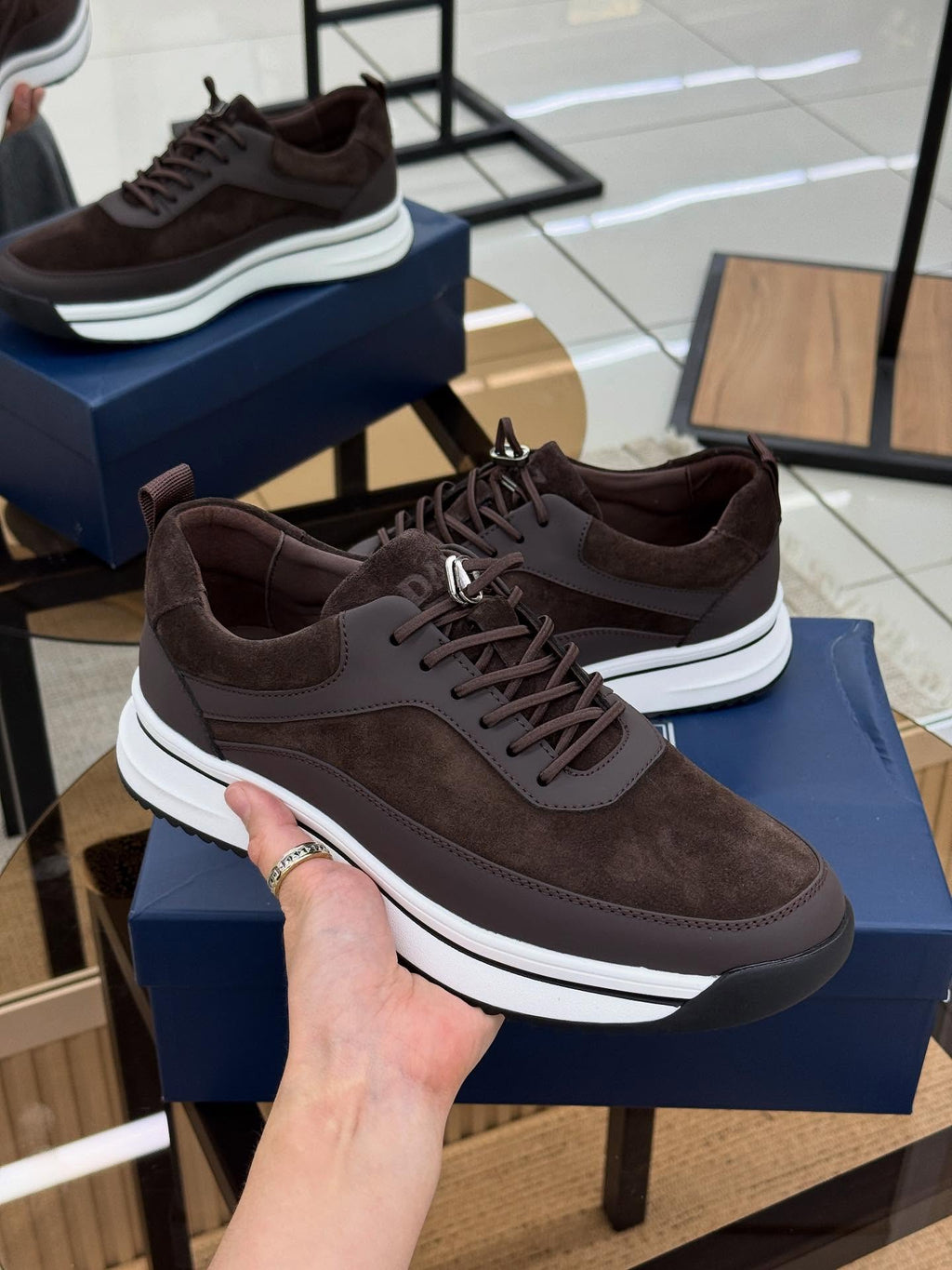 Men's Suede & Leather Platform Sneakers