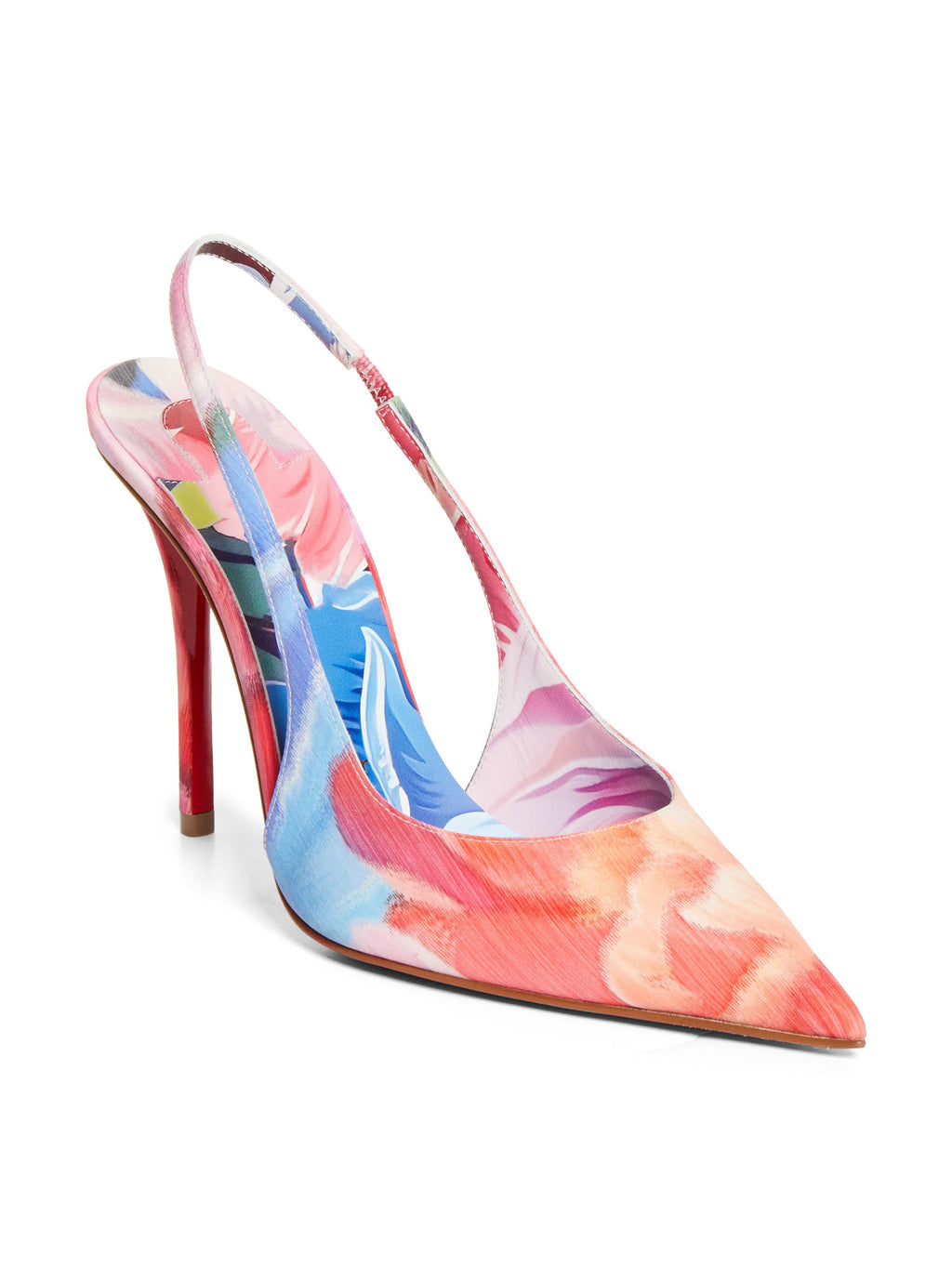 Ladies' Red-Sole Watercolor Flower Stiletto Heels