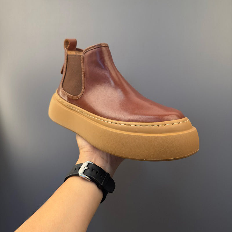 Platform Chelsea Boots With Contrast Stitching