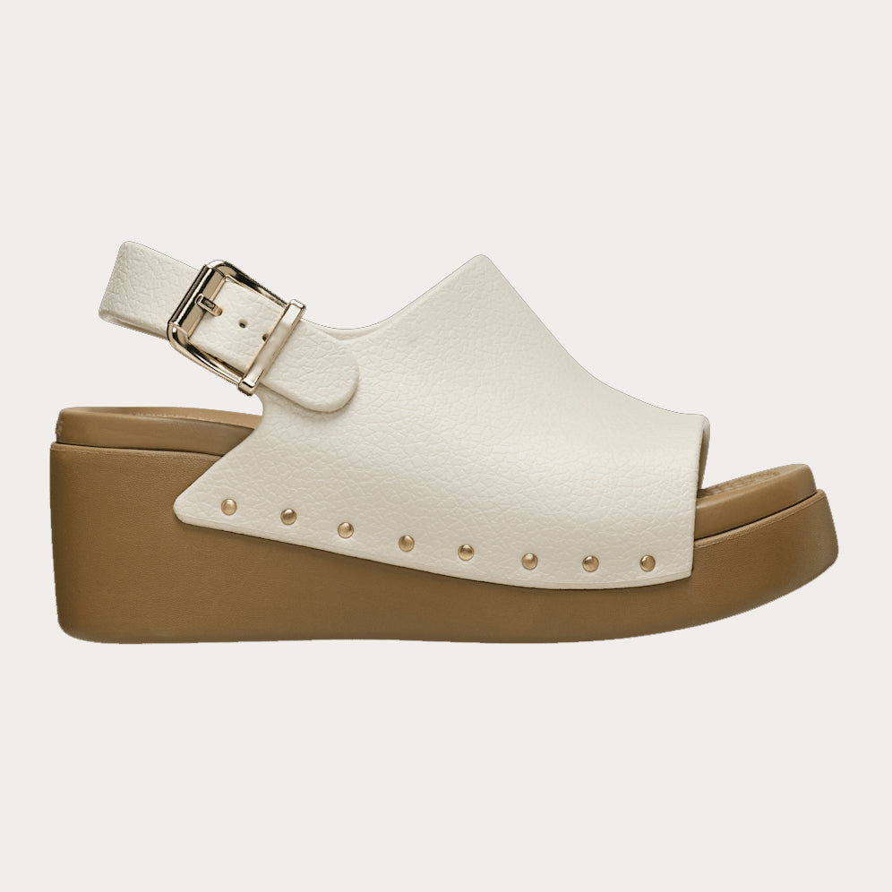 Rivet Open Toe Adjustable Slingback Wedge Platform Sandals