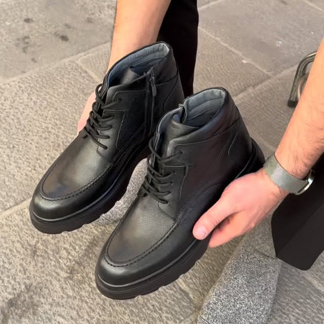 All-Black Leather Ankle Boots | Men’s Versatile Work & Casual Footwear