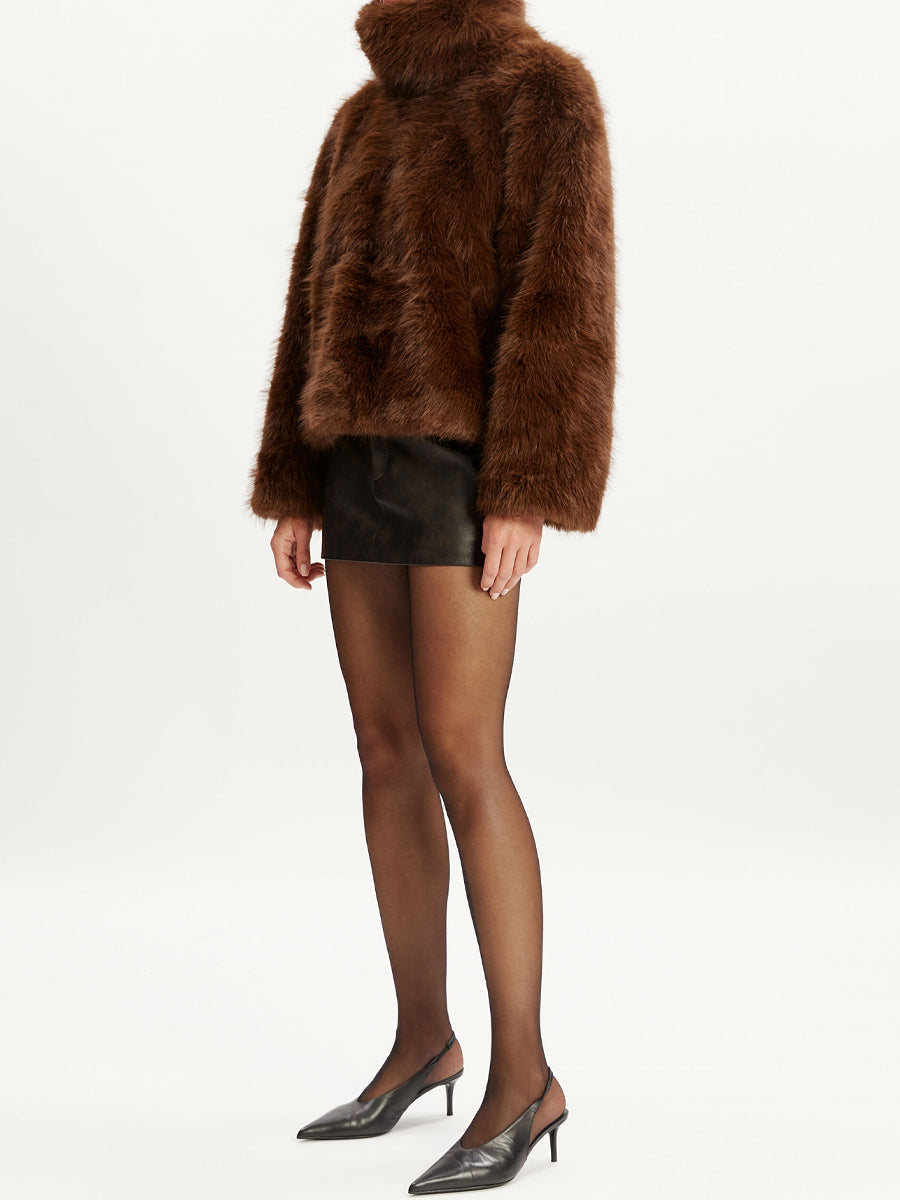 Faux Fur Cropped Pullover Jacket