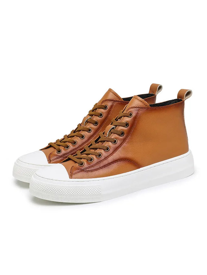 Men's Casual Mid-Top Lace-Up Leather Shoes