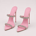 Women's Crystal-Embellished Two-Strap Stiletto Mule Sandals