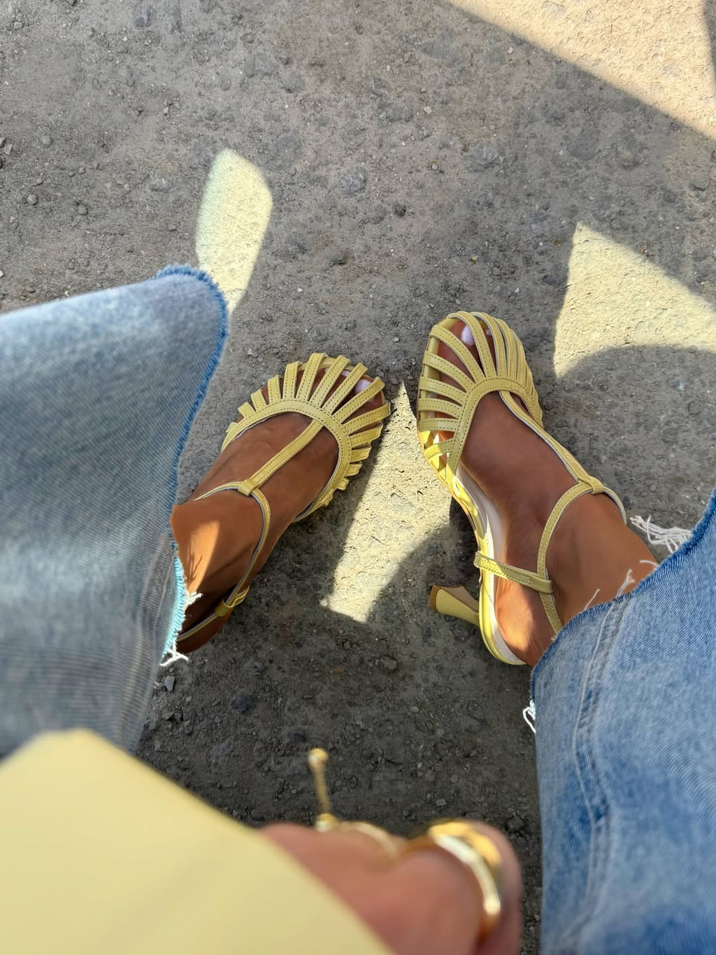 French T-Strap Caged Closed Toe Slingback Stiletto Sandals
