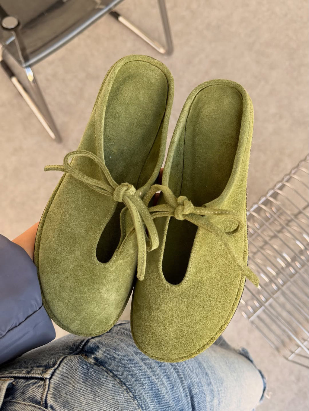 Vintage T-Cut Lace-Up Closed Toe Birken Mule Slides
