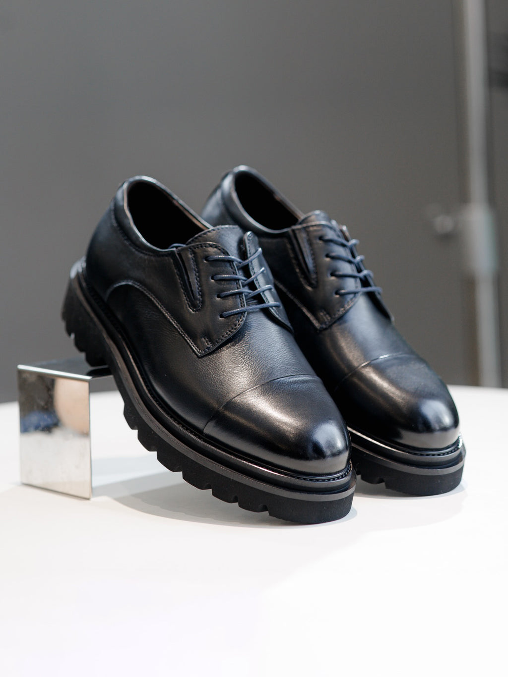 Cap-Toe Lug-Sole Blucher Dress Shoes
