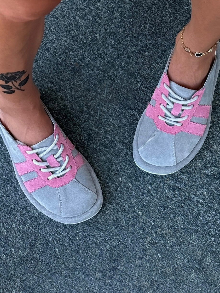 Ladies' Suede Lace-Up Mule Platform Sneakers