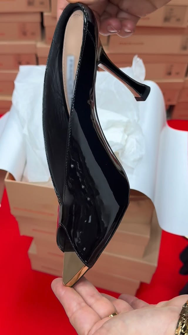 Ladies' Patent Leather V-Cut Slingback Stiletto Heels