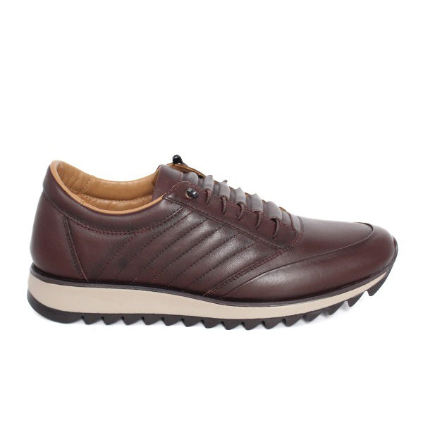 Men's Brown Quilted Leather Low-Top Sneakers