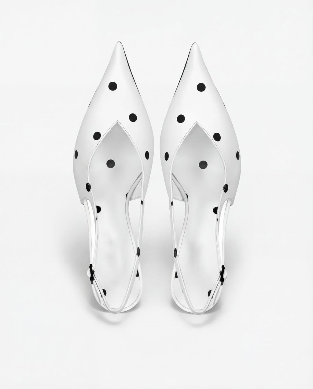 Ladies Polka Dot Pointed-Toe Slingback Kitten Heels