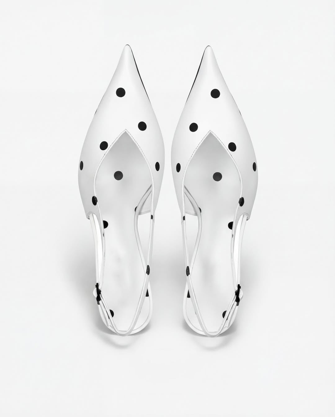 Ladies Polka Dot Pointed-Toe Slingback Kitten Heels
