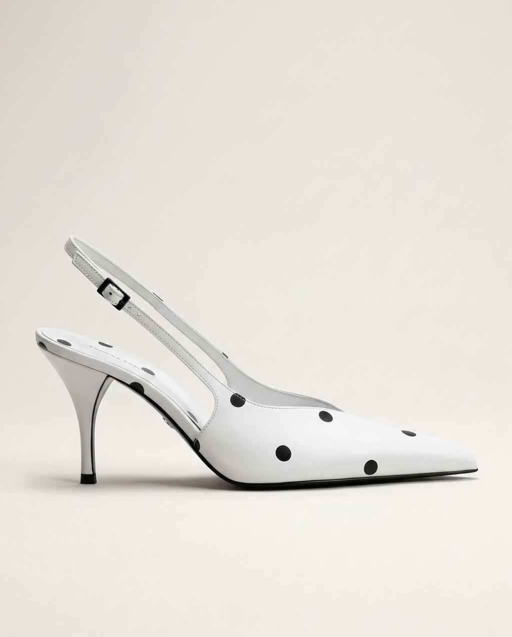 Ladies Polka Dot Pointed-Toe Slingback Kitten Heels