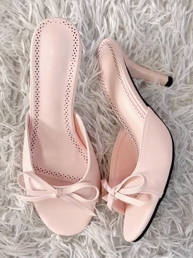 Ladies' Bow Detail Open-Toe Stiletto Heel Mules