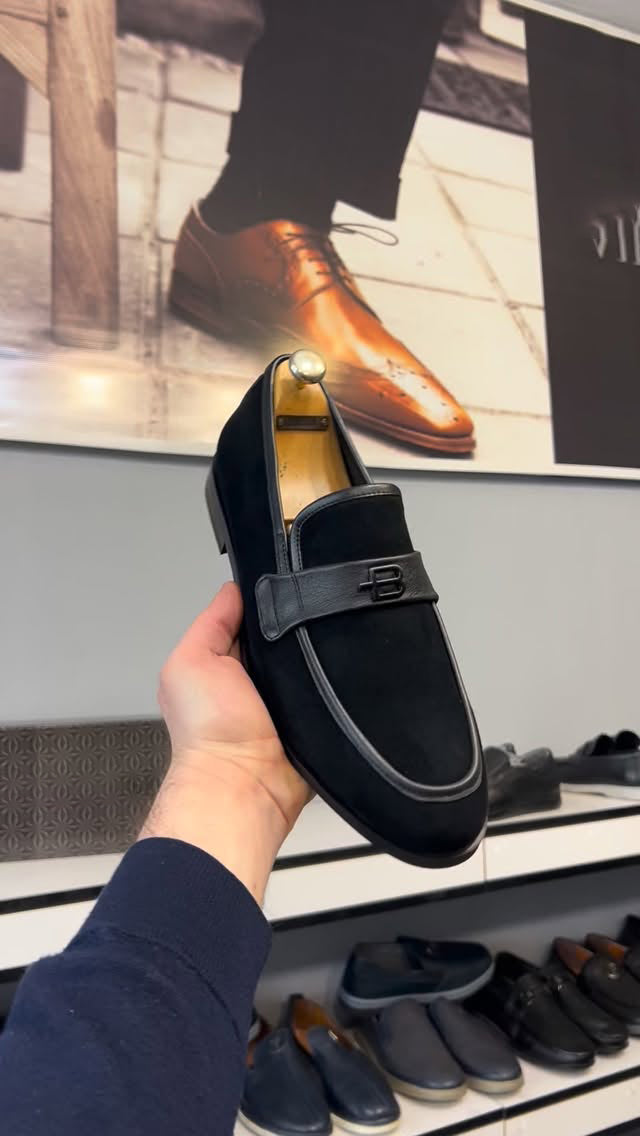 Men's Suede Monogram Buckle Loafers